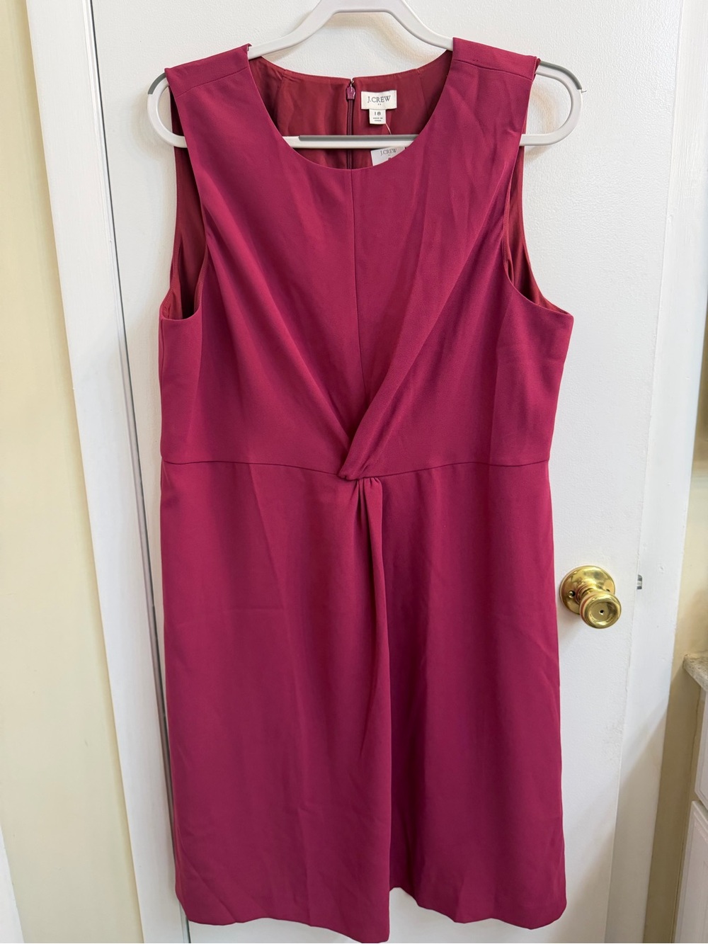 J. Crew Twist-Front Sleeveless Midi Dress in Berry